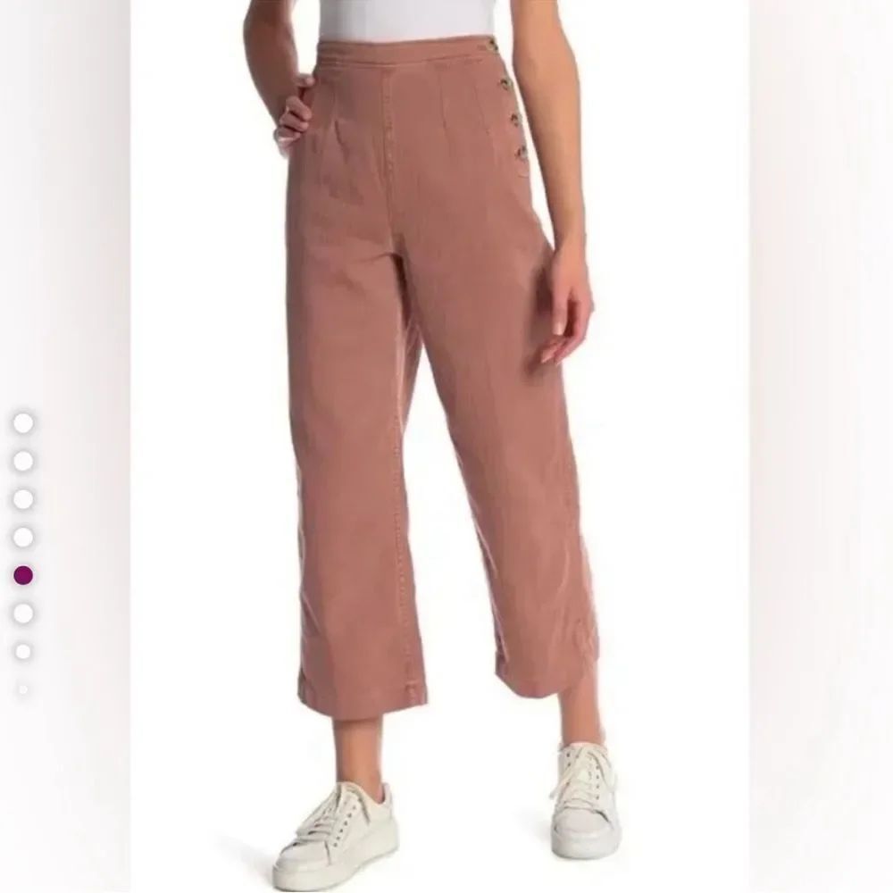 Free People Clean Mod Utility High Waist Wide Leg Crop Pant Mauve Pink
